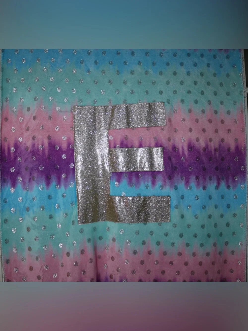 Justice Gold Dot Ombre Letter E Sherpa Fleece Blanket approximately 62
